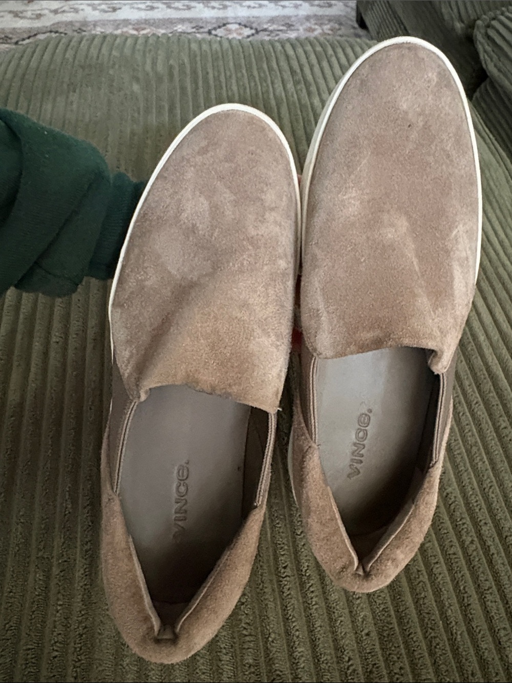 Vince Taupe Suede Slip-On Loafers